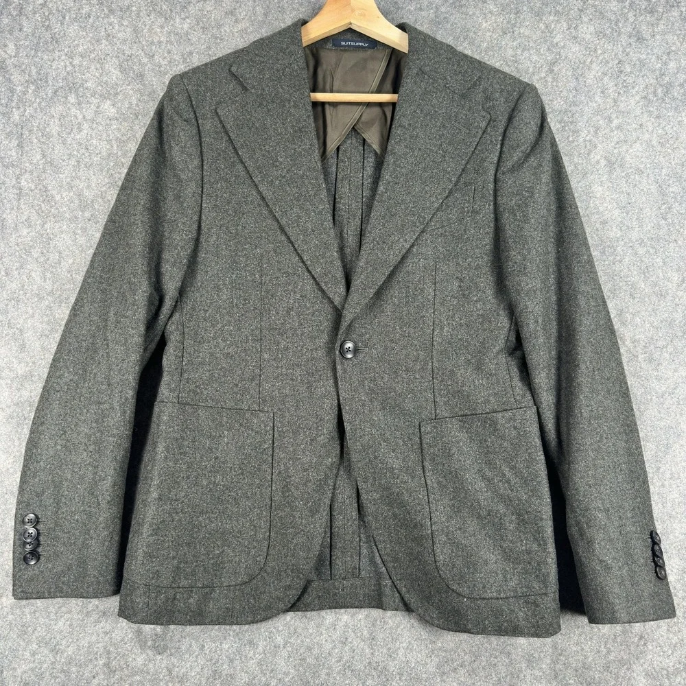 Suitsupply Blazer Mens 42 EU XS Gray Circular Wool Flannel VBC Sport Coat Jacket